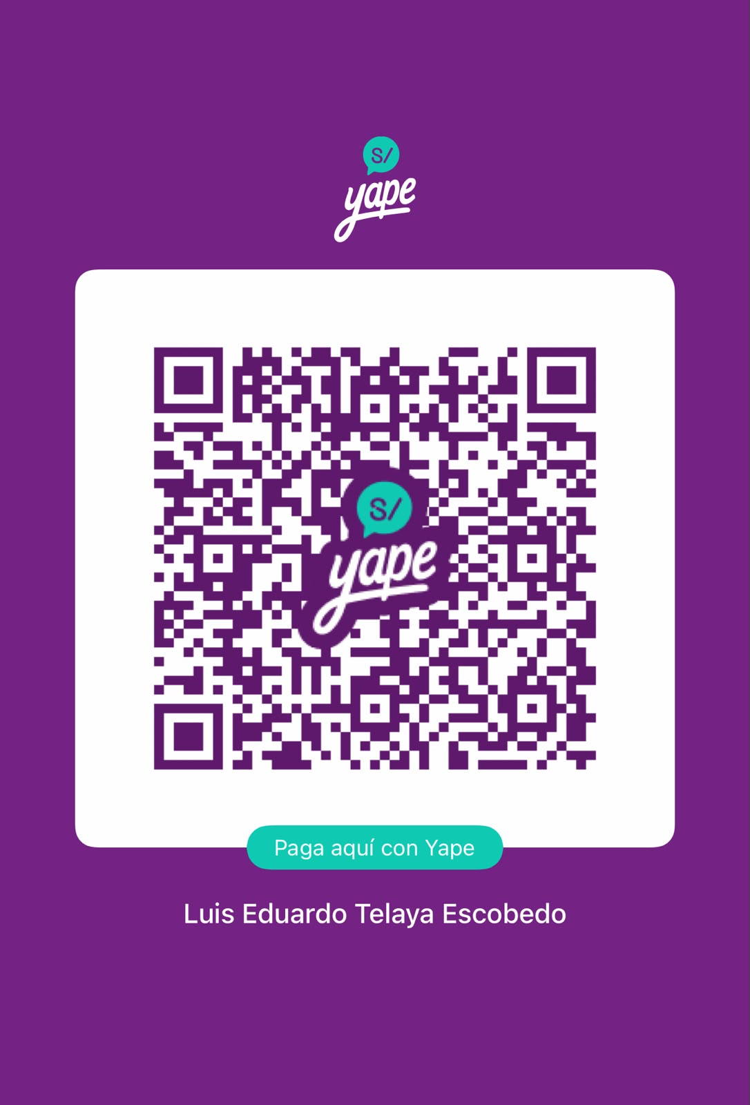 QR de Yape de Luis Eduardo Telaya Escobedo